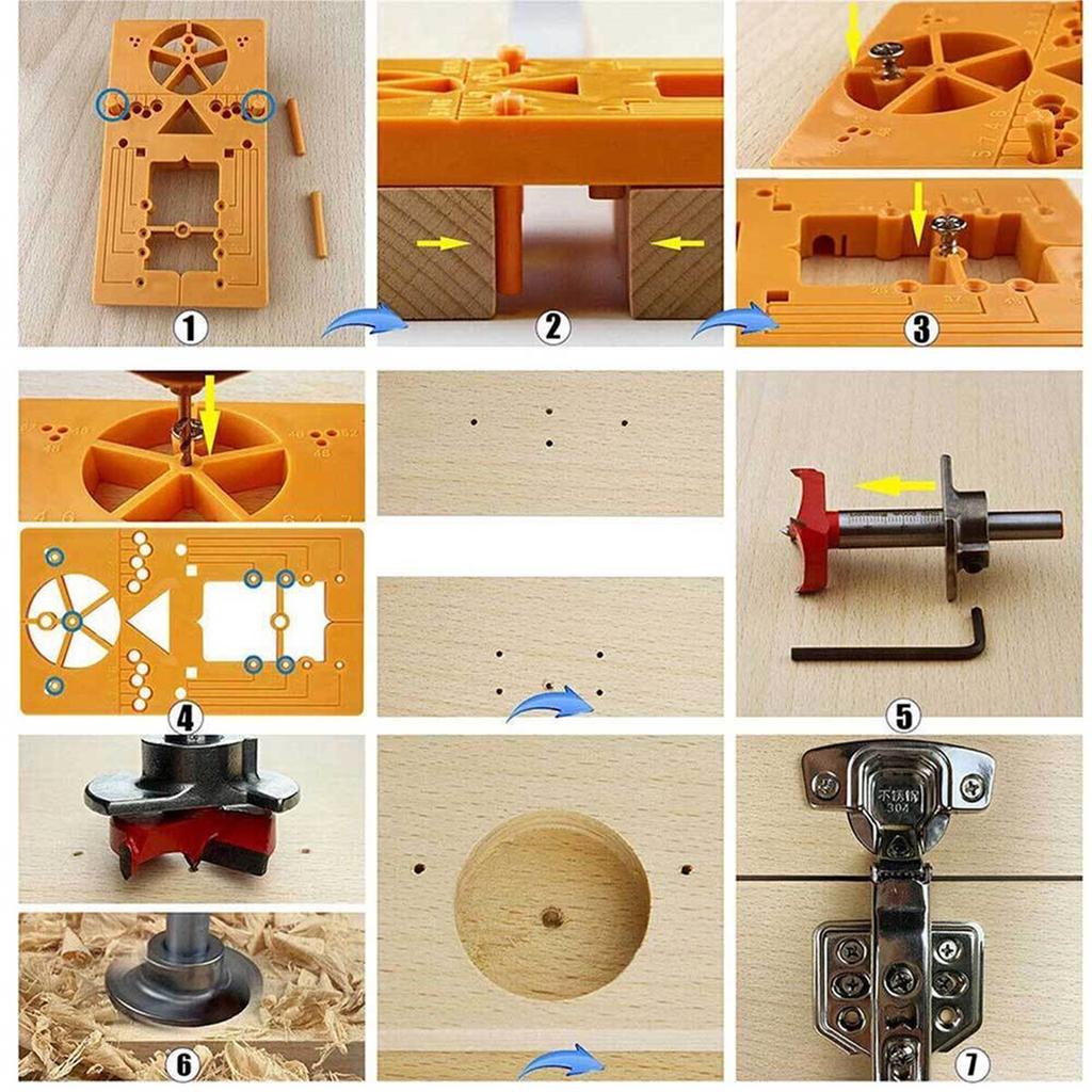 Hinge Drilling Puncher, High Accuracy Portable Hinge Drill Locator, Carpentry Punching Tool With 35mm Hole Opener For Cabinet Door Hinges Mounting
