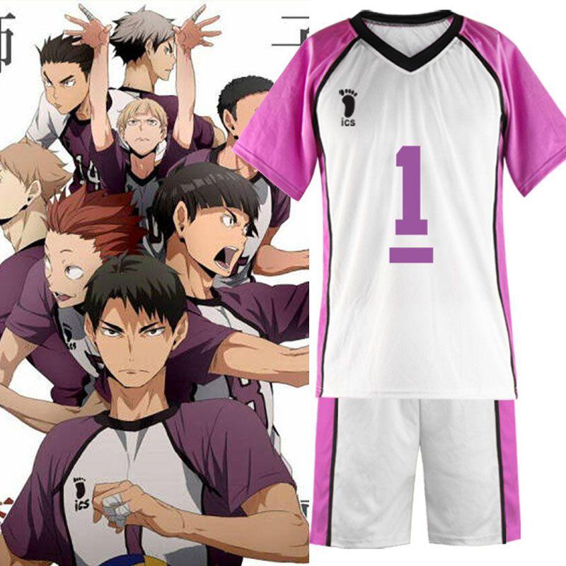 Костюм для волейбола Академии Шираторидза из Haikyuu Удобная летняя спортивная одежда