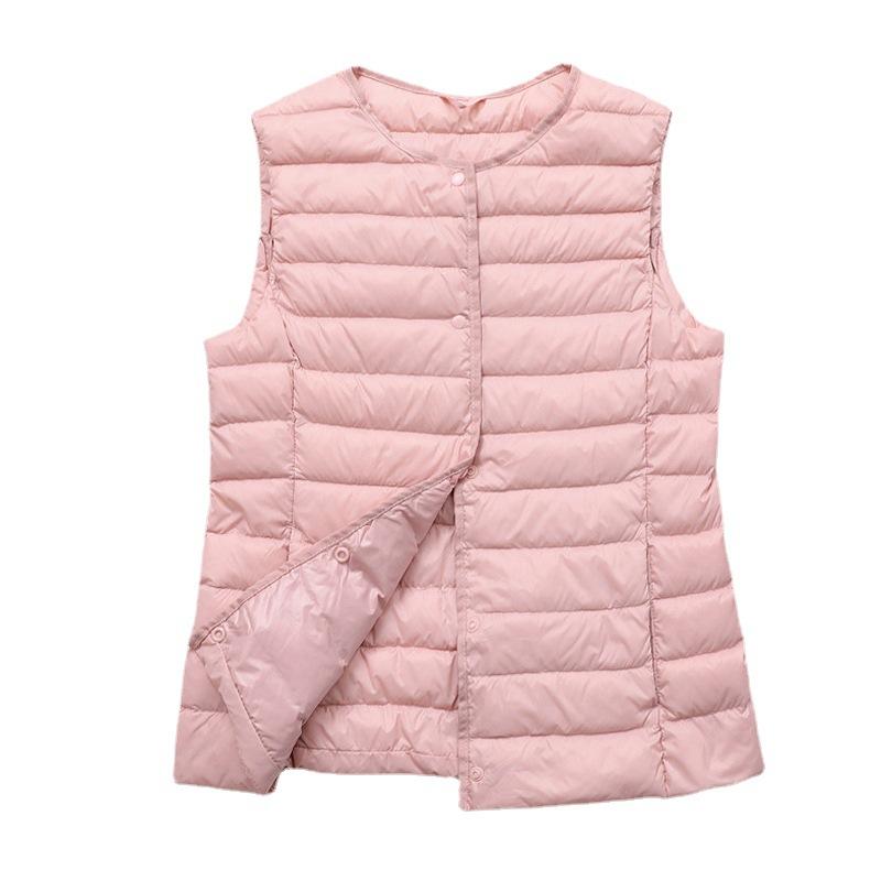 Новая женская куртка-пуховик без рукавов, весна-зима, женский белый утиный пух, ультралегкий компактный теплый пуховый жилет