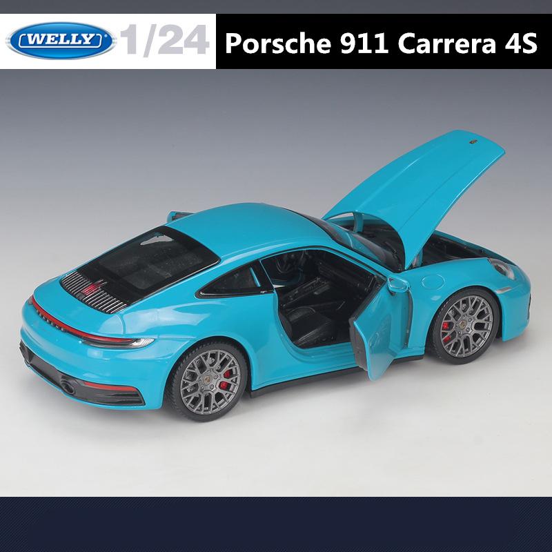 AABH1 Welly 1:24 Porsche 911 Carrera 4S Alloy Sports Car Model Diecast Metal Toy Vehicles Car Model High Simulation Childrens Toy Gift