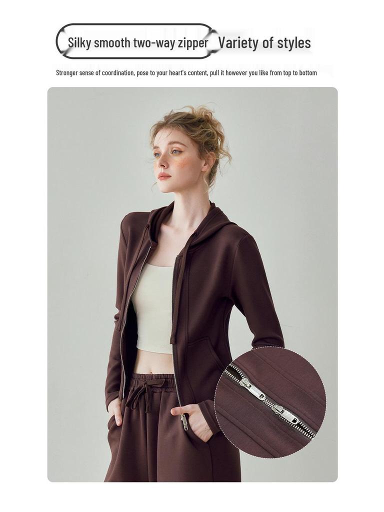 Женский худи для йоги с капюшоном и брюки широкого кроя, комплект из двух предметов - Теплый и удобный