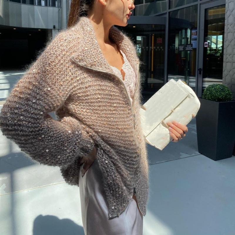 Осень-зима кардиган куртка свободный с капюшоном вязаный свитер пальто женская зима