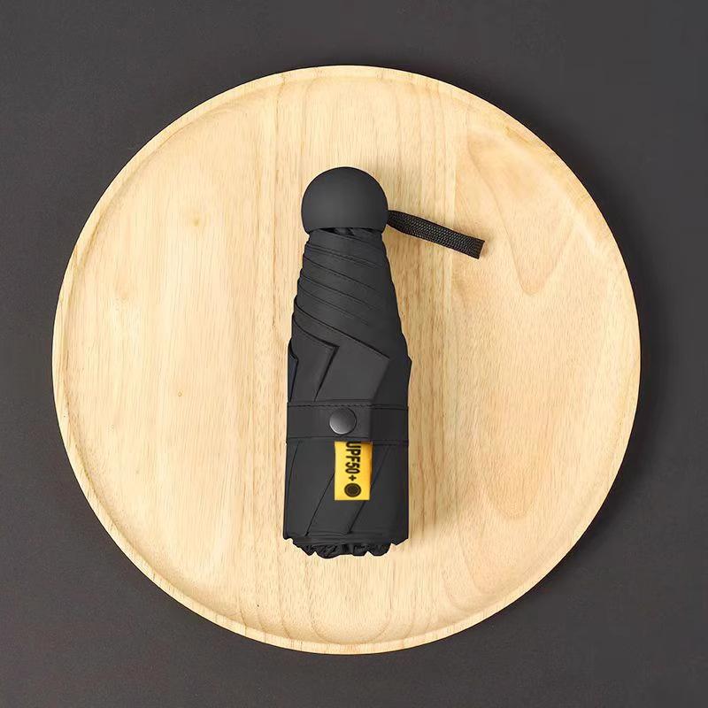 Mini Vinyl Sunscreen Uv Protection Sun Umbrella, Weather And Rain Dual-Purpose Women'S Ultra-Light Thickened Parasol Umbrella