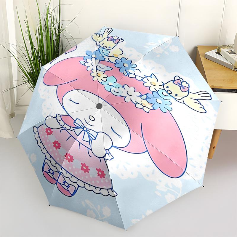 1pc My Melody Automatic Opening Folding Umbrella - Portable 3-Fold Design with Iron Frame, Perfect for Festivals, Travel, Daily Use, and Gifts.D076
