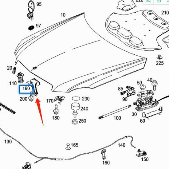 Mercedes-Benz C-Class/E-Class W204/W212 Front Hood Lock Accessory