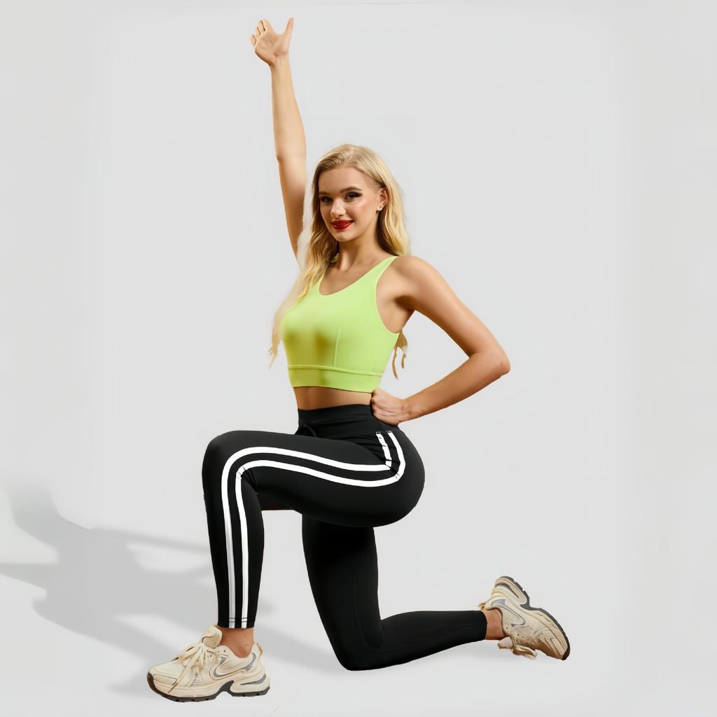Side striped fitness trousers high waist hip lift slim and thin yoga pants breathable tight sports casual pants