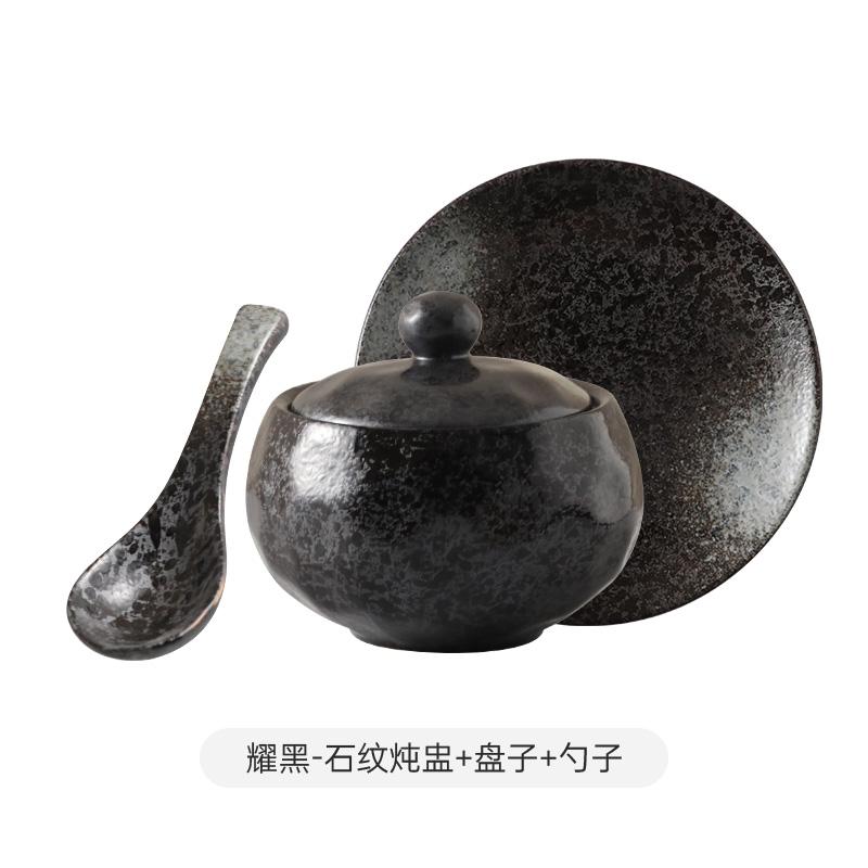 Vintage Creative Ceramic Bowl with Lid Soup Bowl Steamed Egg Bowl Dessert Bowls Breakfast Bowls Restaurant Featured Tableware