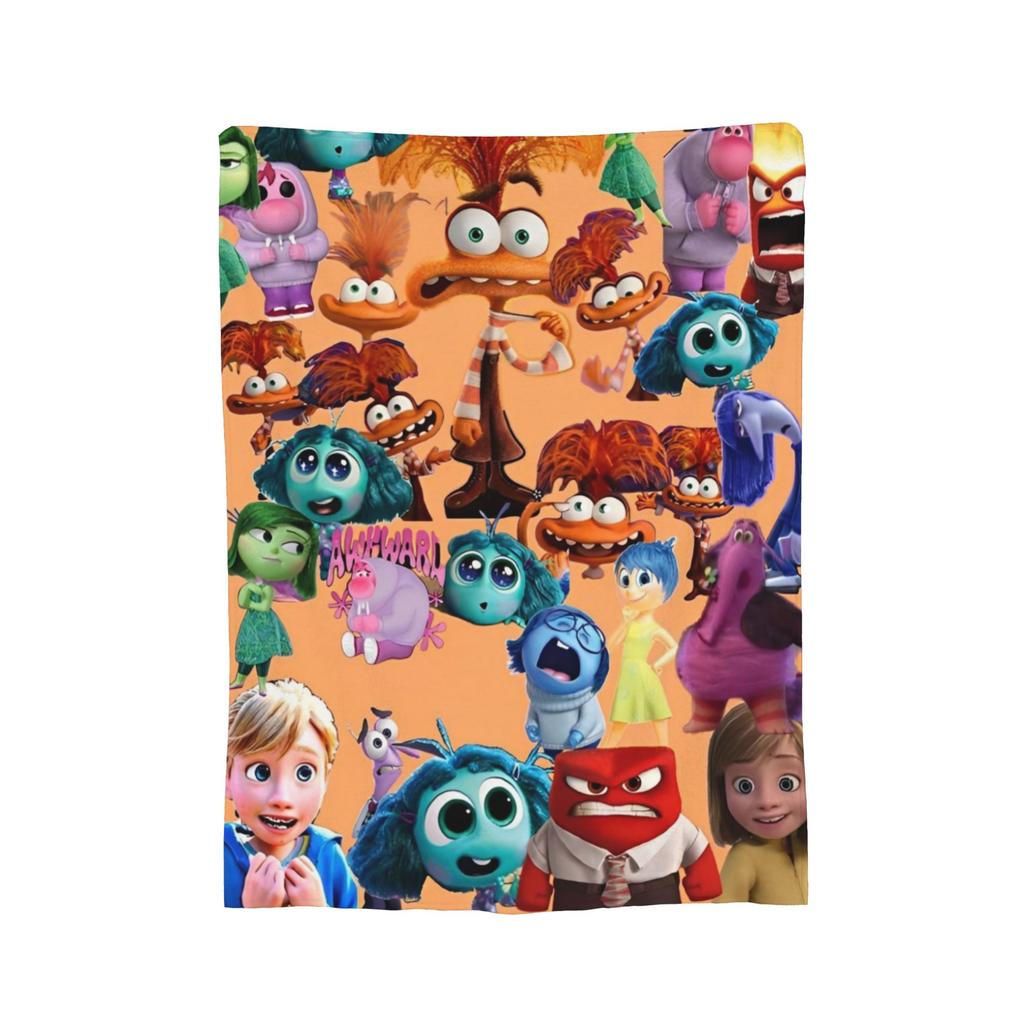 Inside Out Wool Blanket Cartoon Action Comedy Funny Throw Blankets for Sofa Bedding Lounge 125*100cm Rug Piece,