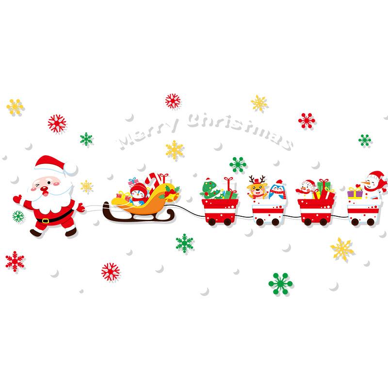 Санта Клаус Электростатическая Стеклянная Дверь, Праздничный Олень, Наклейки для Украшения и Оформления Витрины Магазина
