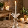 High Footed French Transparent Candle Holder Vintage Tabletop Candle Holder  Dining Room