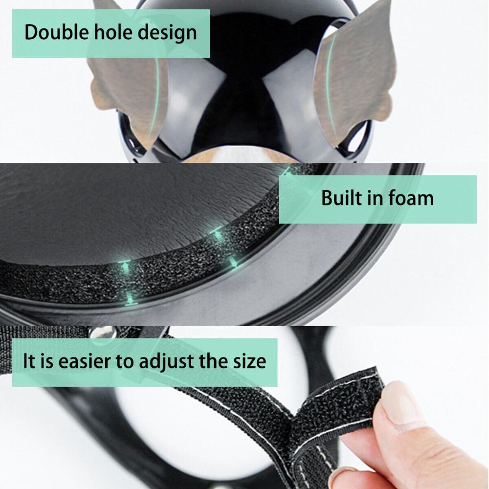 Регулируемая прочная кепка для питомца, мотоциклетный шлем, аксессуары для питомца с отверстиями для ушей, шлемы для питомцев