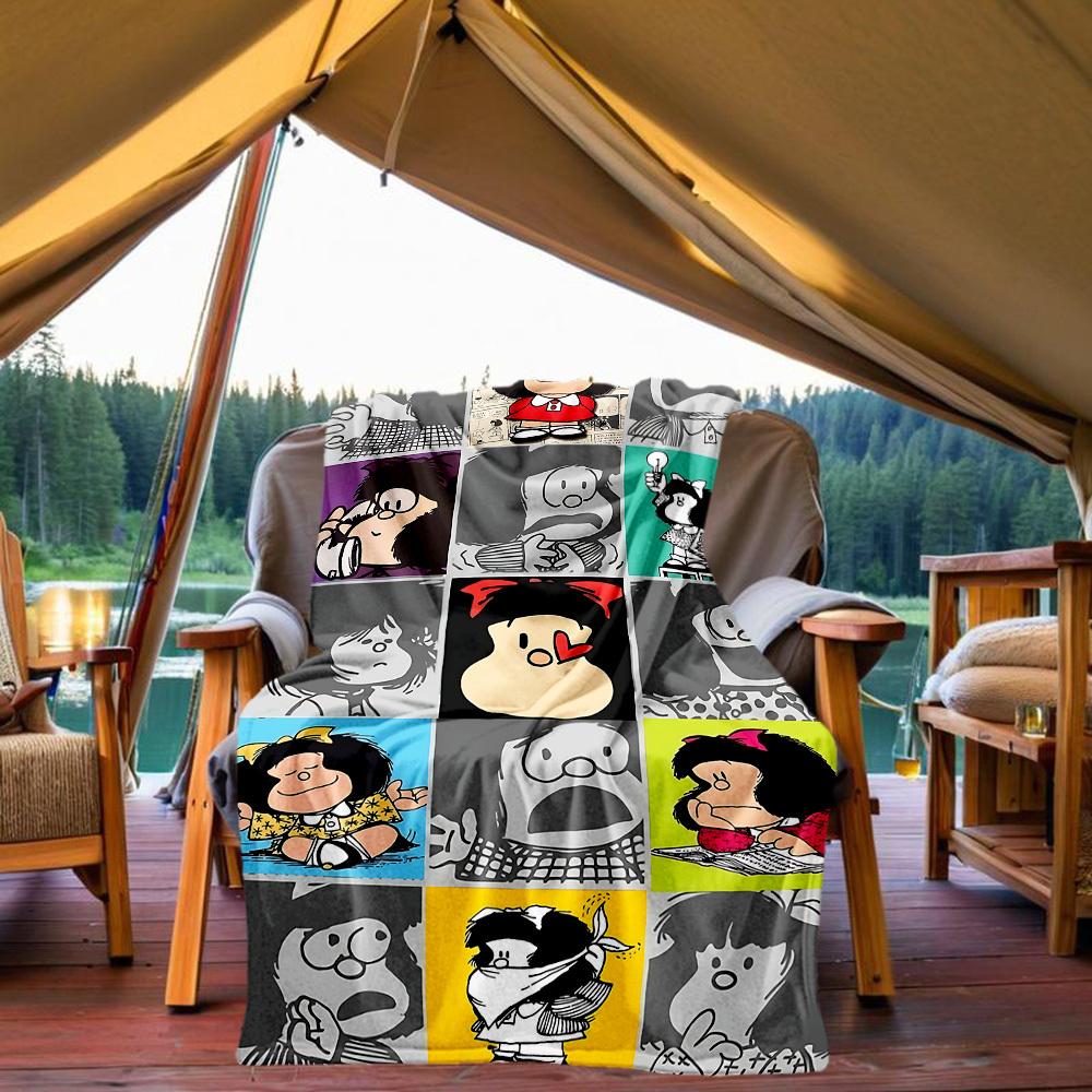 1PC Mafalda Outdoor Blanket Lightweight Flannel, Soft & Warm, All-Season Use for Sofa, Outdoor, Camping, Living Room, Office29