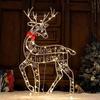 Christmas Reindeer Decoration Outdoor Light Up Deer Family with Warm Light 2D Standing Deer for Holiday Yard Garden Lawn Decor