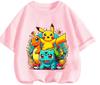 2026 Summer Round Neck T Shirt Pikachu Cute Cartoon Print Casual Street Style Kids Boys Girls 3 14 Years Lightweight Daily