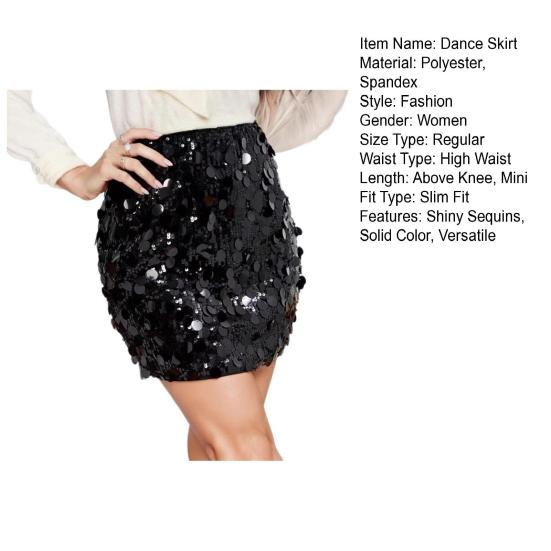 Блестящая юбка с пайетками для танцев, с высокой посадкой, облегающая бедра, стройнящая посадка, сексуальная юбка, сценические выступления, мини-юбка