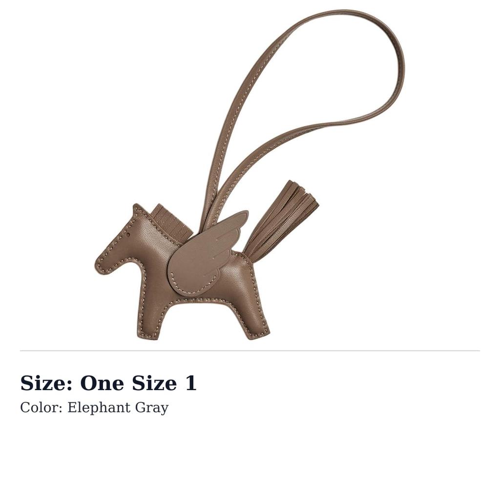 HERMES Rodeo Pegase Milo Lambskin Vs Swift Leather Bag Charm Bag Accessory Small Unisex Elephant Gray H083010CACC