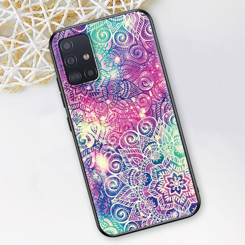 Чехол Мандала Подсолнух Мандала для Samsung Galaxy A51 A12 A21s A71 A52 A31 A32 A02s A72 A11 A41 A22 A01 Черный Мягкий Чехол для Телефона