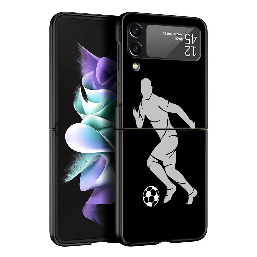 Чехол для телефона «Футболист с изображением футболиста» для Samsung Galaxy Z Flip 3 4 5, черный складной чехол для мобильного телефона, жесткий защитный чехол из ПК