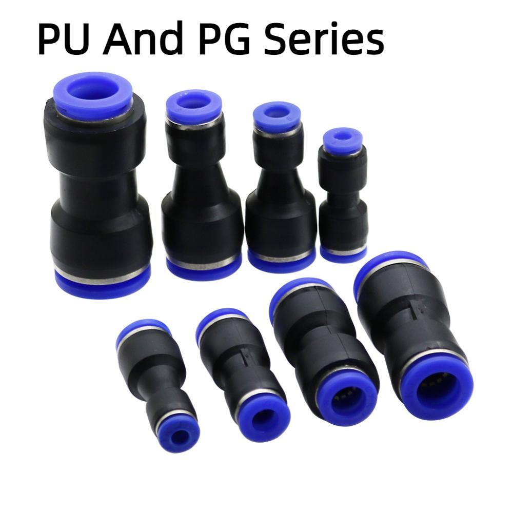 Pneumatic Fittings Fitting Plastic Connector PU PG 4mm 6mm to 8mm 10mm Air water Hose Tube Push in Straight Gas Quick Connectors