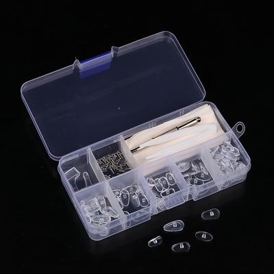 Силиконовые носовые упоры для очков, сменный инструмент для ремонта оптических очков с отверткой, пинцетом, ушными крючками