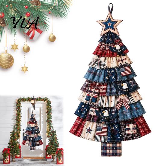 Year Round Garden And Seaside Decor Christmas Handmade Door Hanging Kit, Patchwork Tree Decoration DIY Sewing Oversized Silhouette Ornament