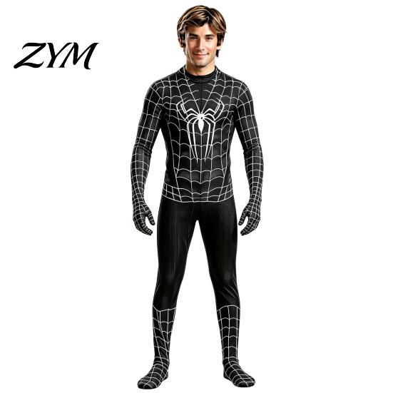 Halloween Party Outfit Spider Hero Full Bodysuit with Mask, Coverage Zentai Costume for Stretchy Kids Adults, Cosplay Fancy Dress Masquerade Adults