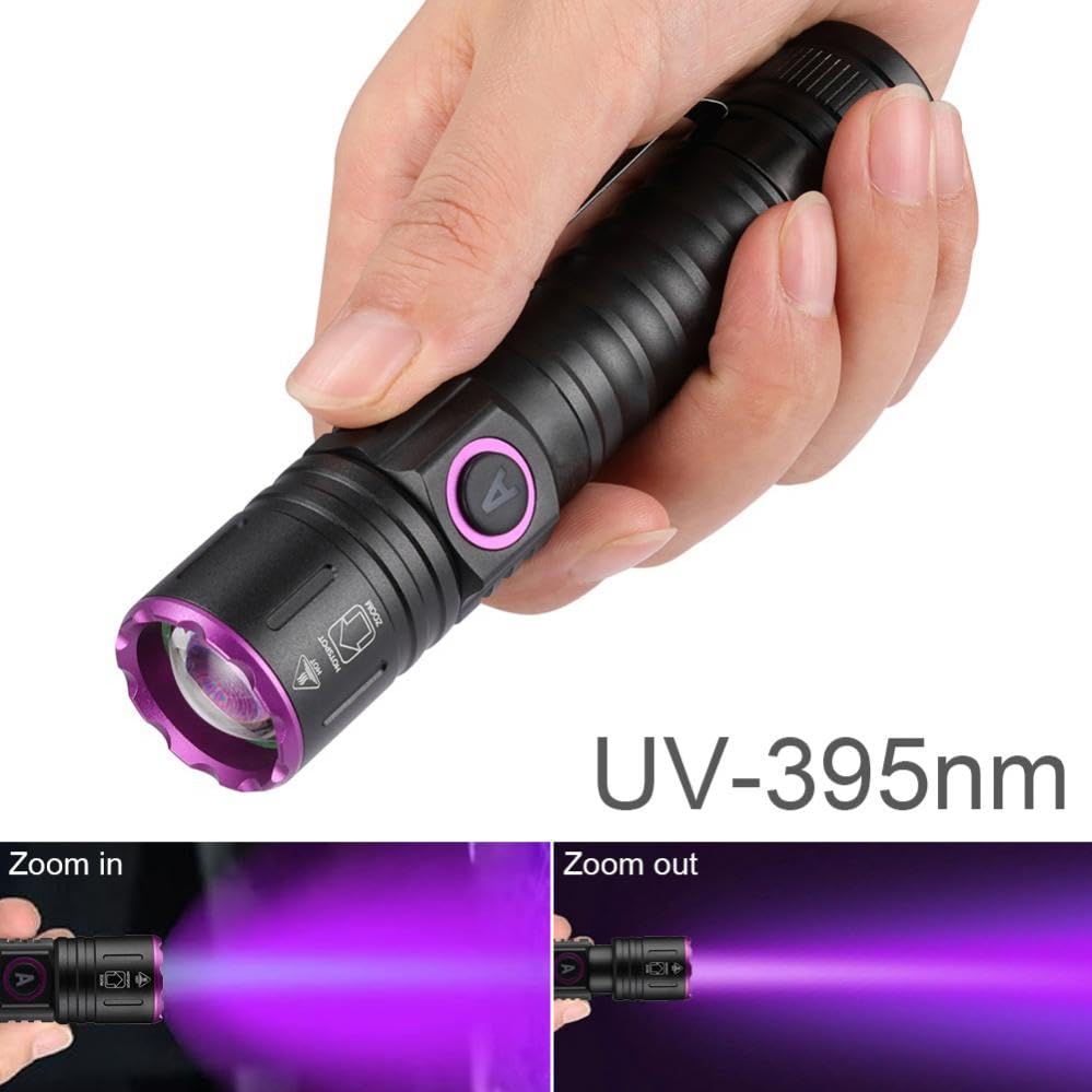 SecurityIng Black Light 395nm 10W Ultraviolet Powerful UV Light USB Rechargeable Anisaki Light Pet Urine Detector Resin Curing Fishing Identification
