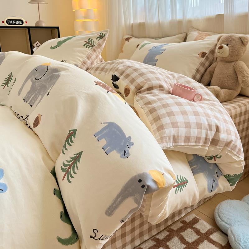 Маленький комплект из четырех предметов из чистого хлопка для спальни, сетчатый комплект из трех предметов