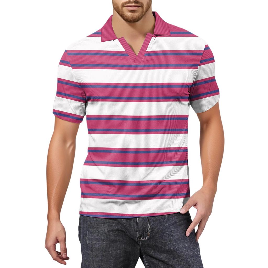 Мужская модная футболка для гольфа с коротким рукавом и V-образным вырезом