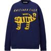 ONITSUKA TIGER Letter Animal Pattern Loose Fit Round Neck Long Sleeve Sweatshirt Unisex Sweatshirt Light-Navy-Blue 2183B410-400