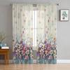 Flowers Plants Gradient Sheer Voile Window Curtains Tulle Curtains Living Room Balcony Decoration Drapes