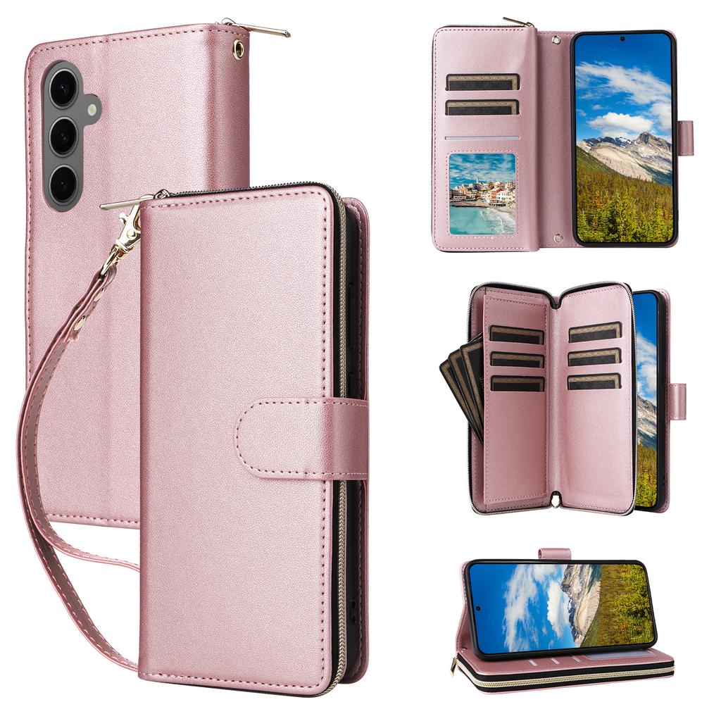 R20 For Samsung Galaxy S24+ Case Zipper Wallet PU Leather Stand Phone Cover