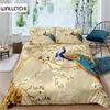 Luxury Golden Duvet Cover Peacock Comforter Cover Peacock with Floral Bedding Set for Adults Girls Animals Botanical Bedspread