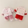 Winter Velvet Hanfu Tang Suit: Two-Piece Chinese New Year's Outfit for Baby Girls (1 Year Old)