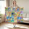 Bluey Cartoon Print Flannel Blanket High Quality Warm Comfortable Cover for All Seasons Perfect for Gifts Home Decor