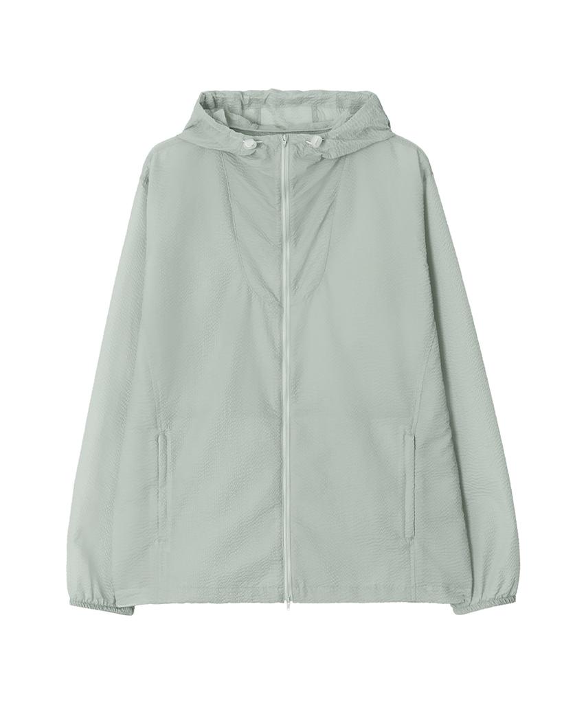 OANO Embossed Zip Hoodie / Silver Green