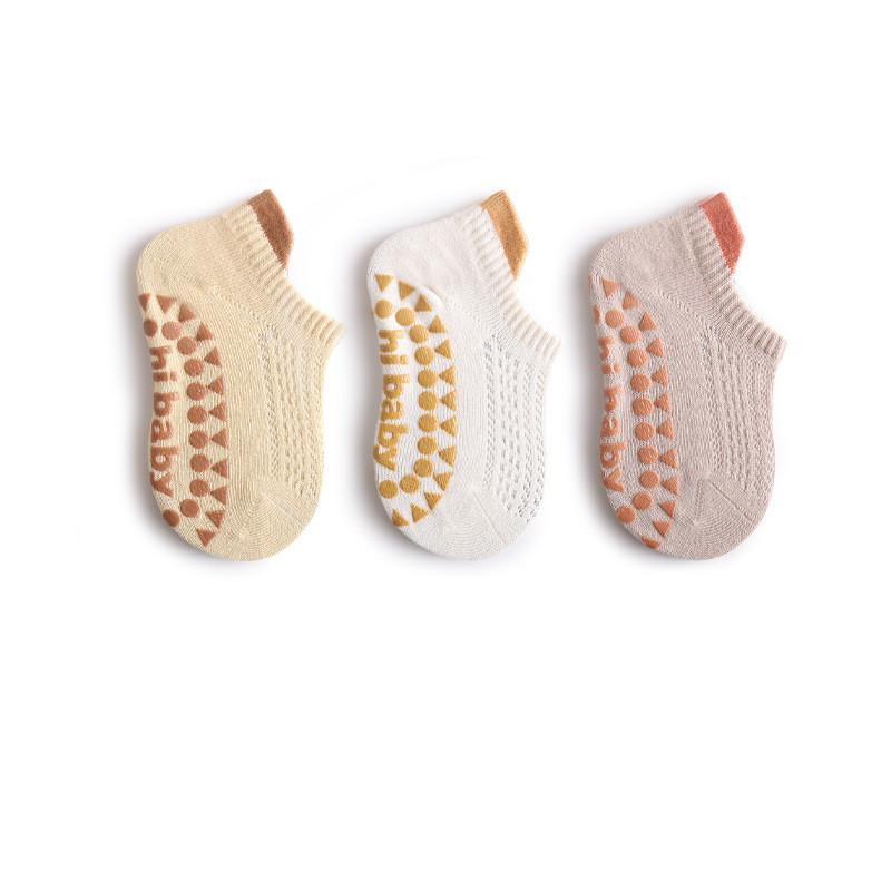 3 пары/компл. детские летние тонкие носки-тапочки с дышащей сеткой, хлопковые противоскользящие резиновые носки для маленьких мальчиков и девочек 1-5 лет