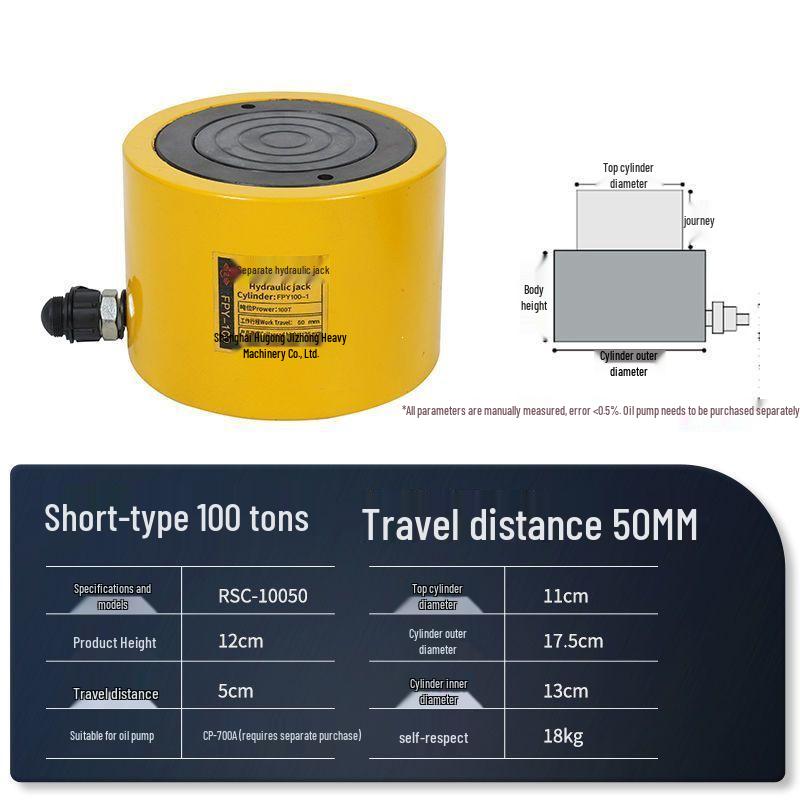 Split Ultra-Thin Hydraulic Cylinder: 5T, 10T, 20T, 30T, 50T, 100T - Extended and Short Types