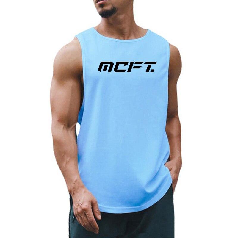 Muscleguys Summer Fitness Sweat-absorbing Breathable Sleeveless T-shirt Fashion Brand Printing Vest Men's Outer Wear Street Fashion Tops
