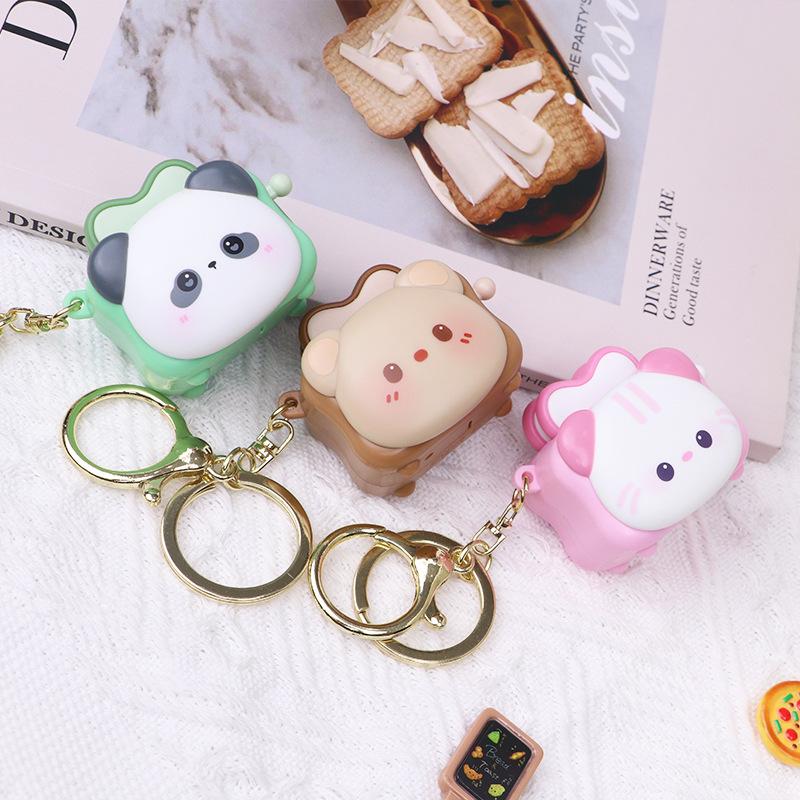Cute Bread Machine Creative Keychain,Animal Toast Keychain Stress-Relieving Accessory Exquisite Keychain Cartoon Small Gift