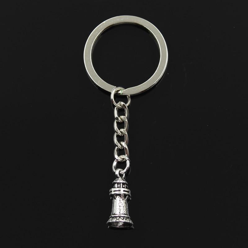 Fashion 30mm Key Ring Metal Key Chain Keychain Jewelry Antique Plated Castle Lighthouse 20x9mm Pendant