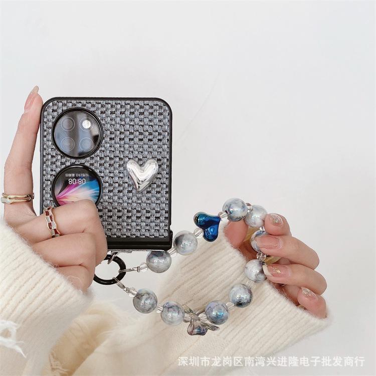 Применимо к Huawei P50Pocket плетеный складной чехол для мобильного телефона PocketS чехол с браслетом-сердечком противоударный чехол