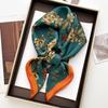Luxury Silk 70cm Square Scarf For Women Bandanas Elegant Hairband For Ladies Floral Print Neckerchief Hijab Bag Ribbon