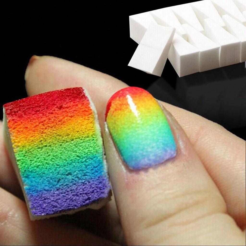 10Pcs Nail Sponge Wedge Shaped Cosmetics Tool Smooth Apply Mini Applicator Multi-Side Gradient Nails Soft Sponge Color Fade Manicure Nail Art Tools