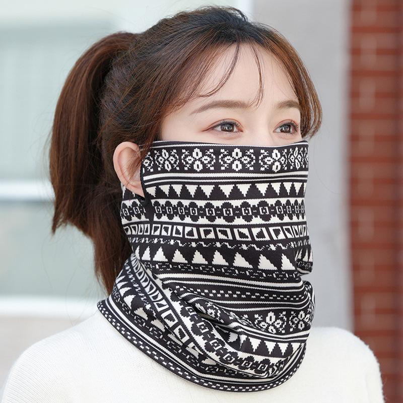 Women's Autumn & Winter Plush Face Mask Neck Protector: Windproof, Warm, and Versatile Scarf Set for Outdoor Cycling