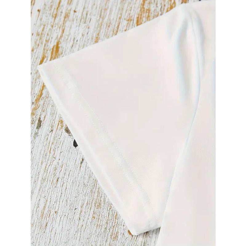 Женский наряд европейского размера и Потрясающая блестящая вещь и Футболка с леопардовым принтом - Мягкий белый топ с круглым вырезом, коротким рукавом, А-образного кроя, Повседневный