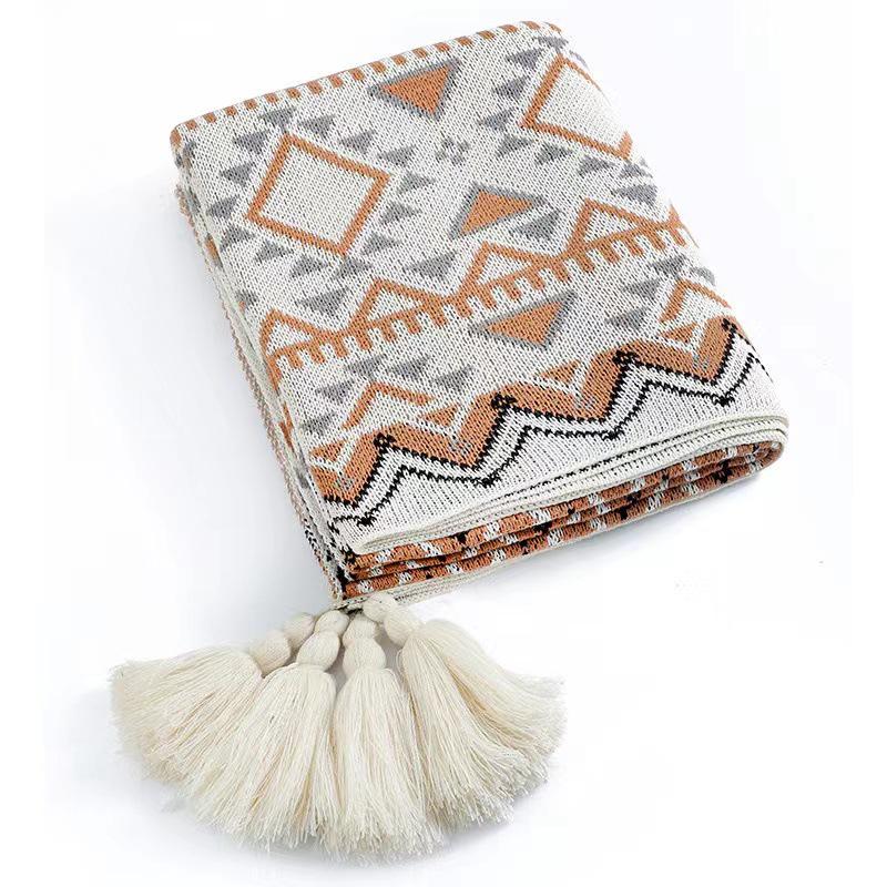 Вязаное одеяло Navajo Sun Bohemian для дивана, сна, младенца или использования в качестве кондиционера.