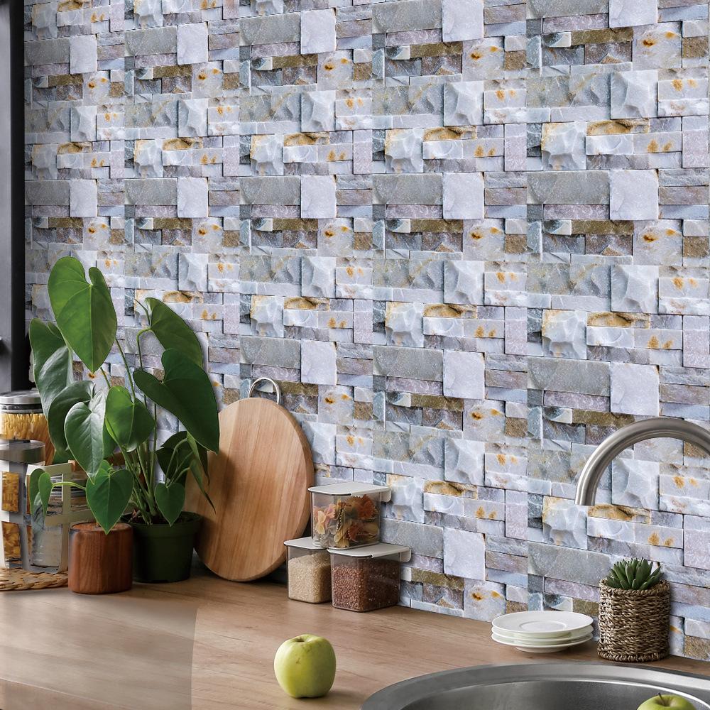 10 шт., наклейка на цементную, кирпичную, мраморную плитку, кухонный фартук, маслостойкая ванная комната, умывальник, пилинг и палка, водонепроницаемые художественные наклейки на стены