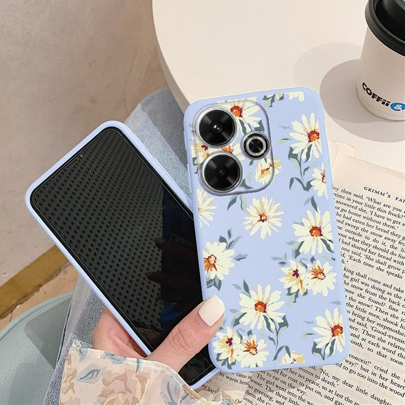 Мягкий силиконовый чехол с цветком для Samsung A55 A35 M35 S24 Xiaomi Redmi Note 13 Pro 14 Poco C65 iPhone Huawei Honor 200 70 Realme 9 Camera Противоударный чехол
