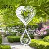 Wind Spinner Outdoor Stainless Steel Reflective Spinners Garden Decor, Sparkly Chime, Decorative Metal Art Yard Patio Farm Heart Gifts for Mom, Women